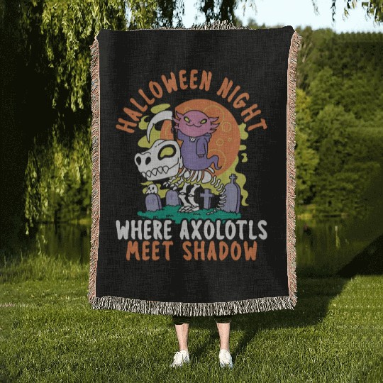 Axolotl Halloween Trick Or Treat Amphibian Axolotl Woven Blankets