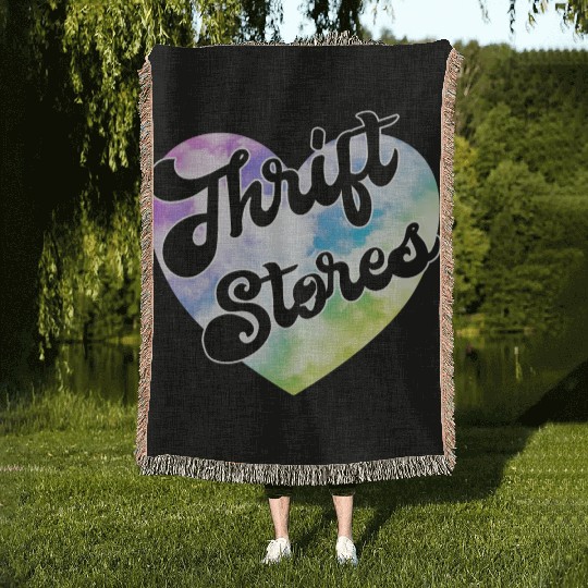 Thrift Stores pastel clouds heart Woven Blankets