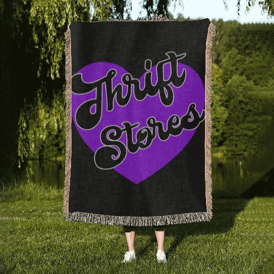 Thrift Stores purple heart Woven Blankets