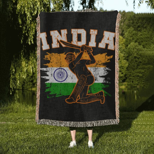 India Flag Indian Cricket Jersey Fans Player Coach Woven Blankets