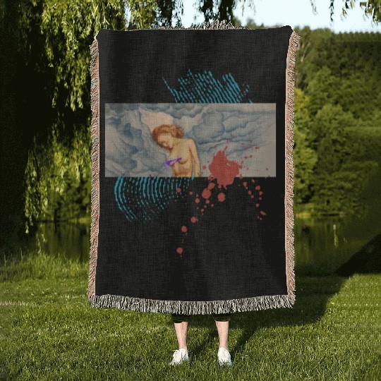 storm clouds girl Woven Blankets