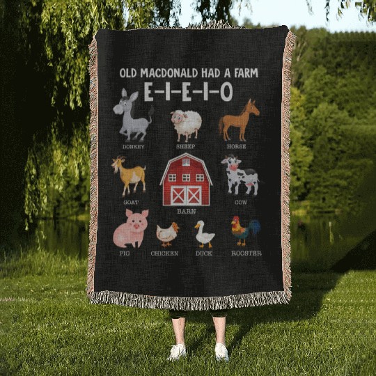Toddler Farm Animals Old Macdonald Had A Farm Woven Blankets