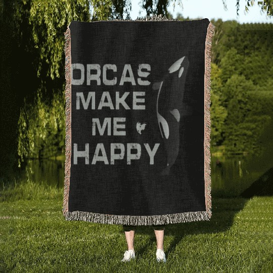Orcas Make Me Happy Killer Whale Woven Blankets