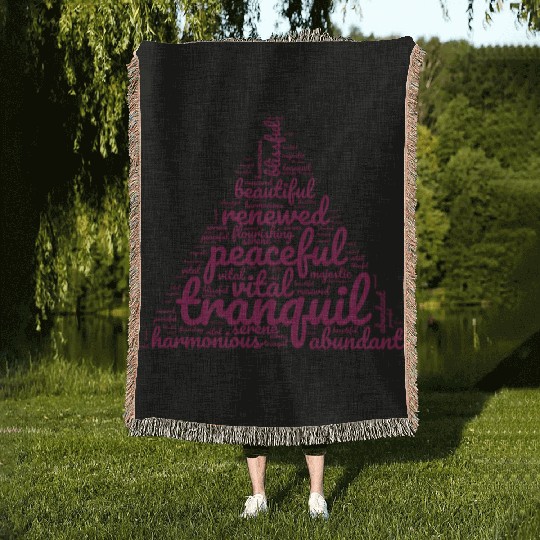 Positive Triangular Wordplay Woven Blankets