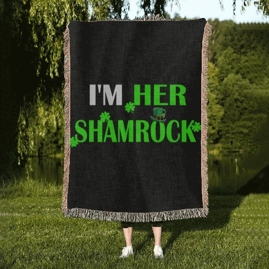 I'M Her Shamrock I'M His Lucky Charm St Patric Woven Blankets