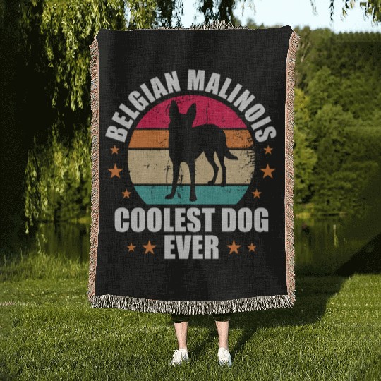 Belgian Malinois Coolest Dog Ever Retro Vintage Woven Blankets