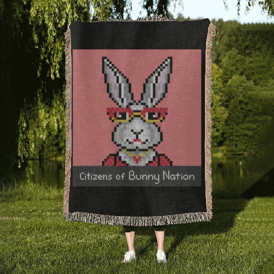 Citizens of Bunny Nation NFT #19 Artwork Woven Blankets