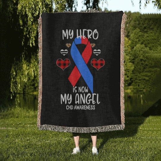 Chd Awareness Remembrance Hero Is Now My Angel Woven Blankets