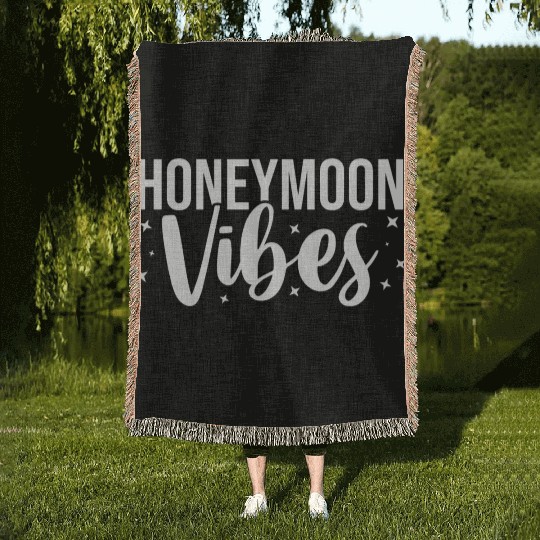 Bride Groom Vacation Newlywed Trip Honeymoon Vibes Woven Blankets