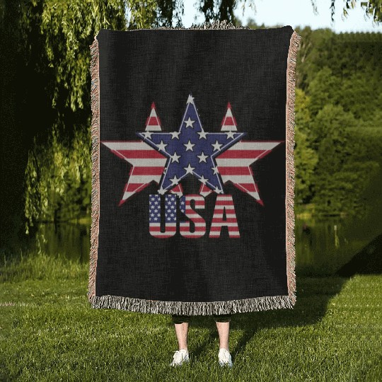 God bless America the land of the free Woven Blankets
