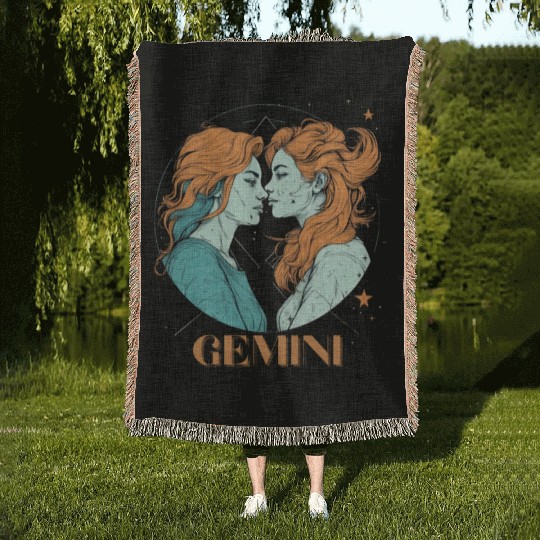 Lesbian Gemini zodiac sign gay girls horoscope Woven Blankets