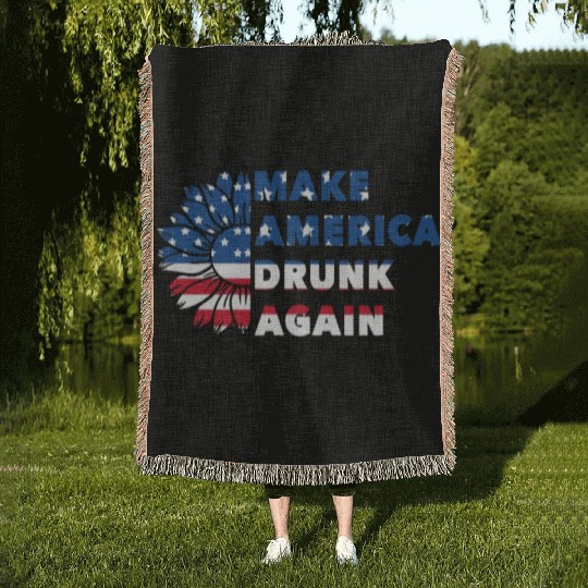 Make America Drunk again Woven Blankets