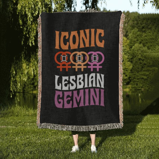Ico Lesbian Gemini Queer Zodiac Horoscope Sign Les Woven Blankets