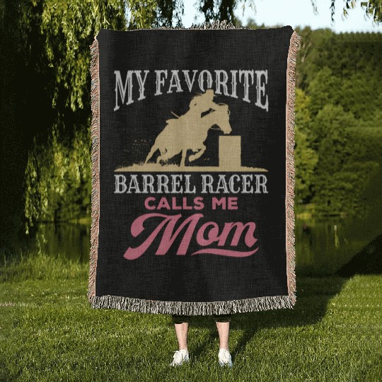 Barrel Racing Mom Horse Favorite Barrel Racer Moth Woven Blankets