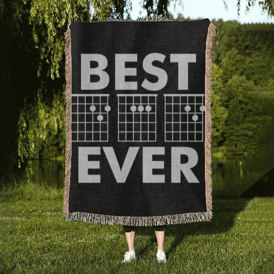 Mens Best Dad Ever Guitar Chords Guitarist Father Woven Blankets