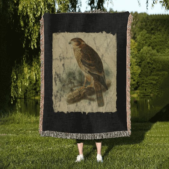 Bird Facon Hawk Woven Blankets