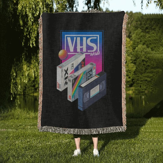 80s T ShirtVHS world Woven Blankets by Mr Melville