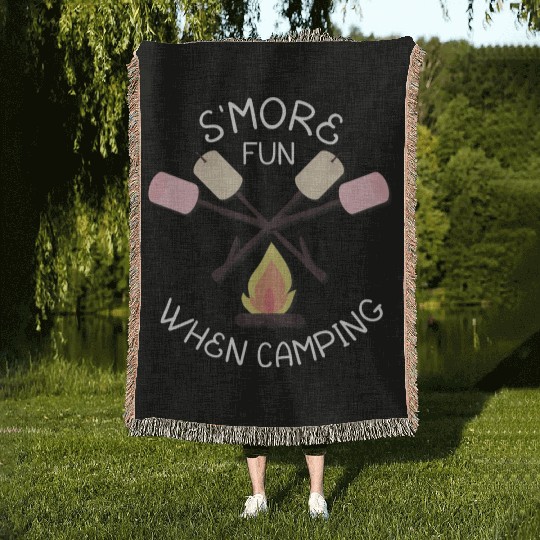 S more Fun When Camping Outdoors Lover Woven Blankets