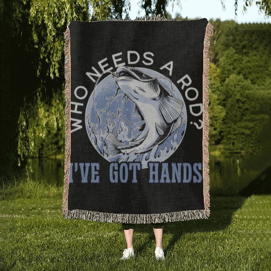 Hand Fishing Fisherman Noodling Lover Fisher Fish Woven Blankets