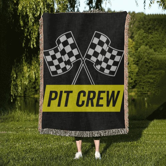 Yellow Italic Pit Crew For Racing Party Costume Woven Blankets