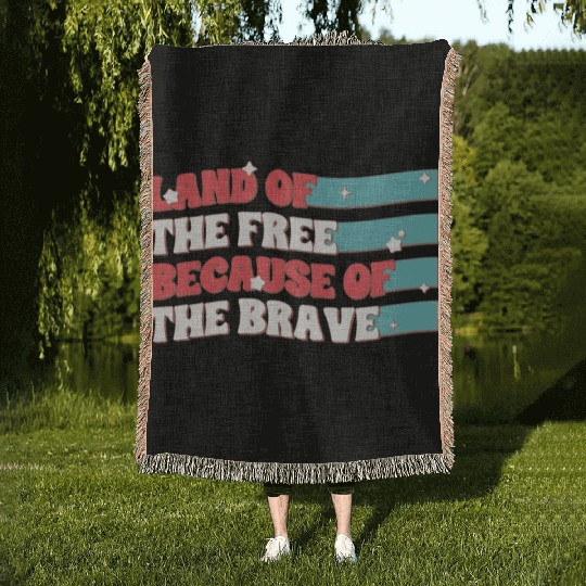 Land Of The Free Because Of The Brave Woven Blankets