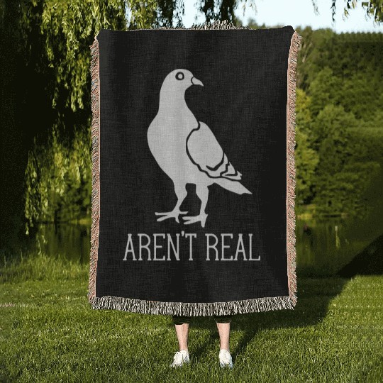 Birds Aren t Real Conspiracy Pigeon Retro Woven Blankets