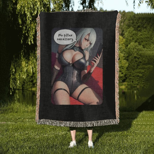 Cyberpunk Waifu Influencer Design 3 Woven Blankets