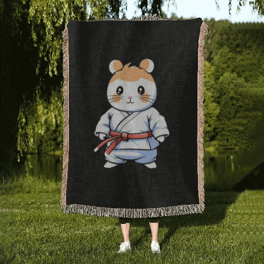 Hamster Taekwondo Martial Arts Fighter MMA Hammy Woven Blankets
