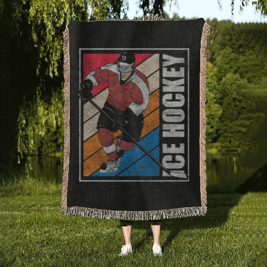 Hockey Ice Hockey Mask Training Team Woven Blankets