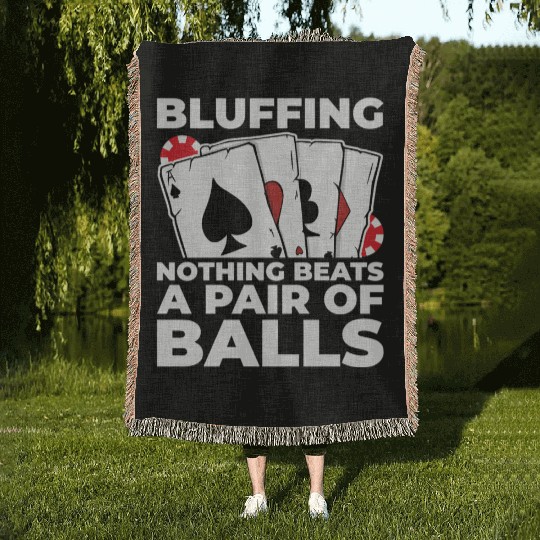 Gambling Casino Vegas Cards Texas Hold'Em Face Pok Woven Blankets