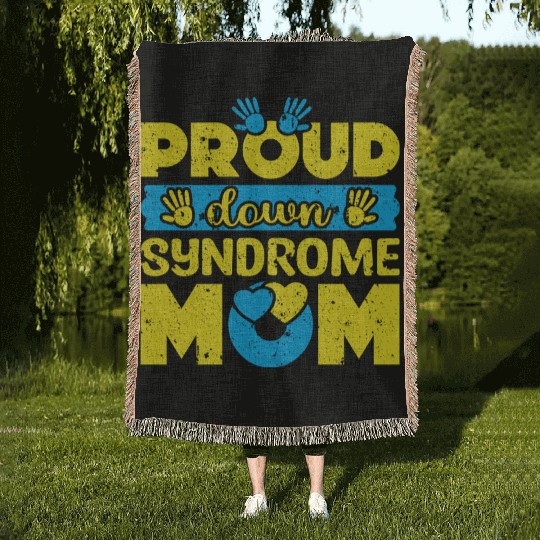 Down Syndrome Awareness Mom T21 World Down Woven Blankets