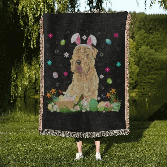 Easter Egg Wheaten Dog Easter Sunday Woven Blankets