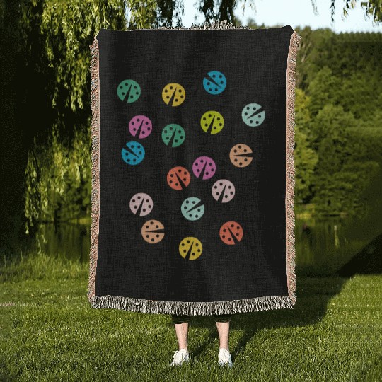 Cute and colorful ladybug Woven Blankets