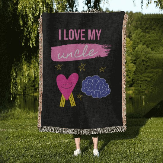 I Love My Uncle s Brain Woven Blankets