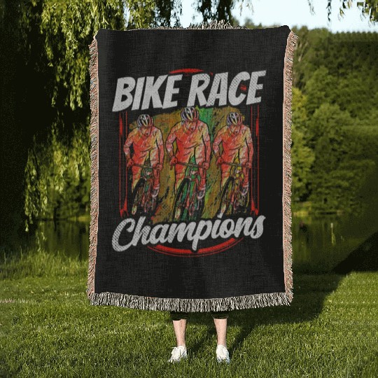 Bike Race Champions Racer Bicycle Racing Cycling Woven Blankets