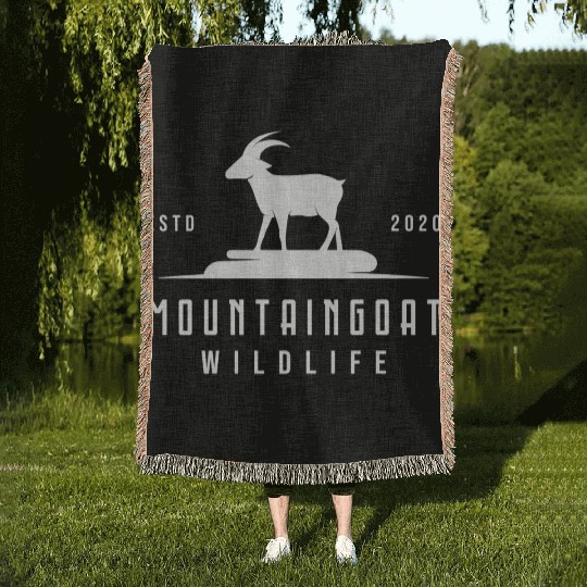 Mountain Goat Nature Wild Animals Mountain Animals Woven Blankets