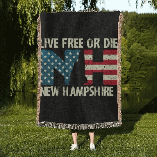 New Hampshire Patriotic Live Free Or Die Product Woven Blankets