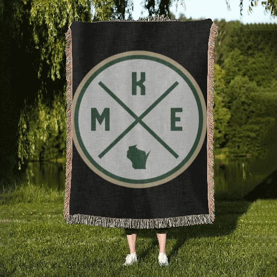 Milwaukee Circle Patch Green Woven Blankets