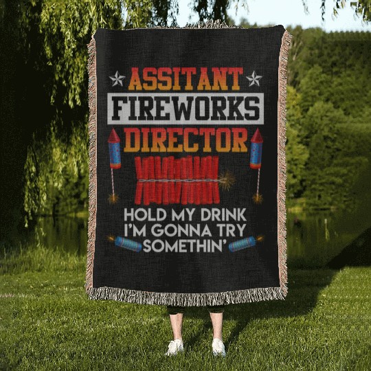 Independence Day Assistant Fireworks Director USA Woven Blankets
