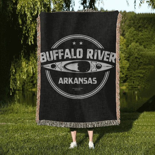 Buffalo River, Arkansas Kayaking Woven Blankets