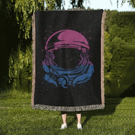 Astronaut In Space Moon Bisexual Flag Bi Space All Woven Blankets