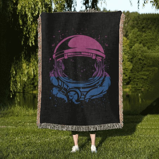 Astronaut In Space Moon Bisexual Flag Bi Space All Woven Blankets