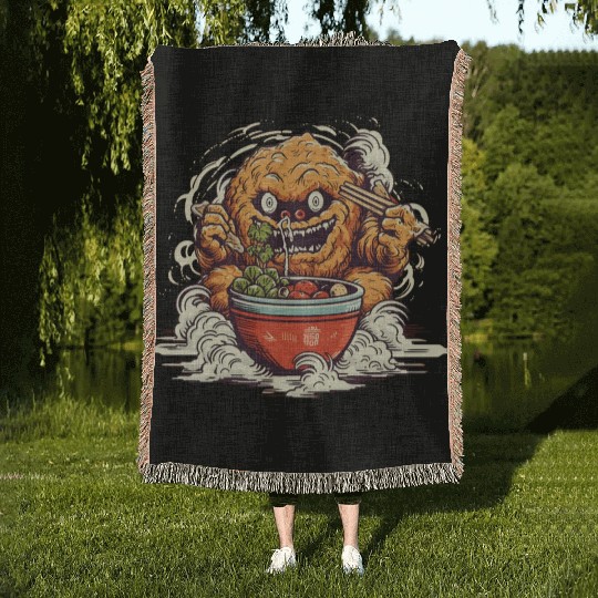 Ramen Monster Woven Blankets