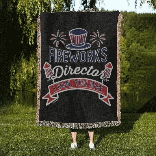 Fireworks Director 4th of July Woven Blankets