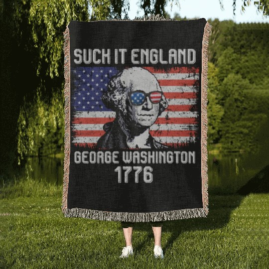 Suck it England George Washington 1776 USA Woven Blankets