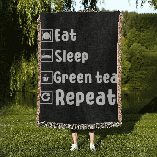 Funny Green Tea Lover Outfit Woven Blankets