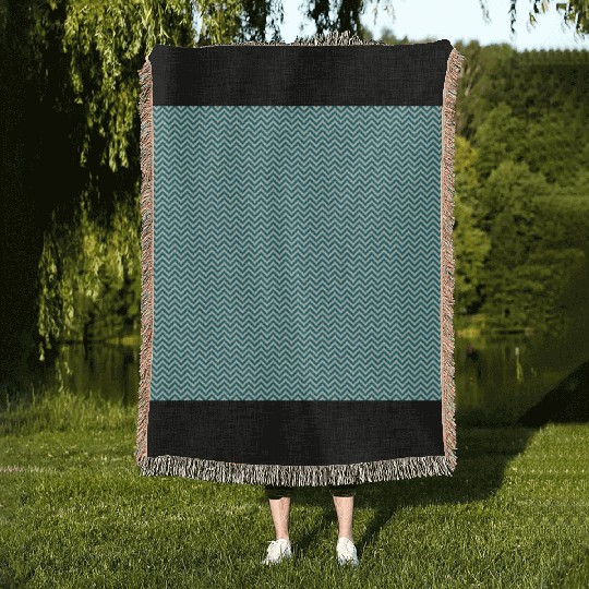 Retro Teal Chevron Pattern Woven Blankets