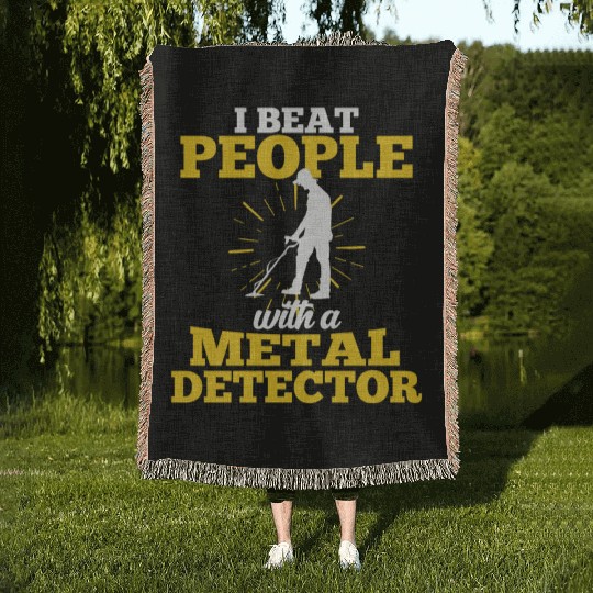 Treasure Hunting Metal Detector Geocaching Woven Blankets