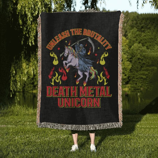 Goth Rock Satan Unicorn Festivals Death Metal Woven Blankets