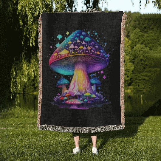 Mystical Fungi Woven Blankets
